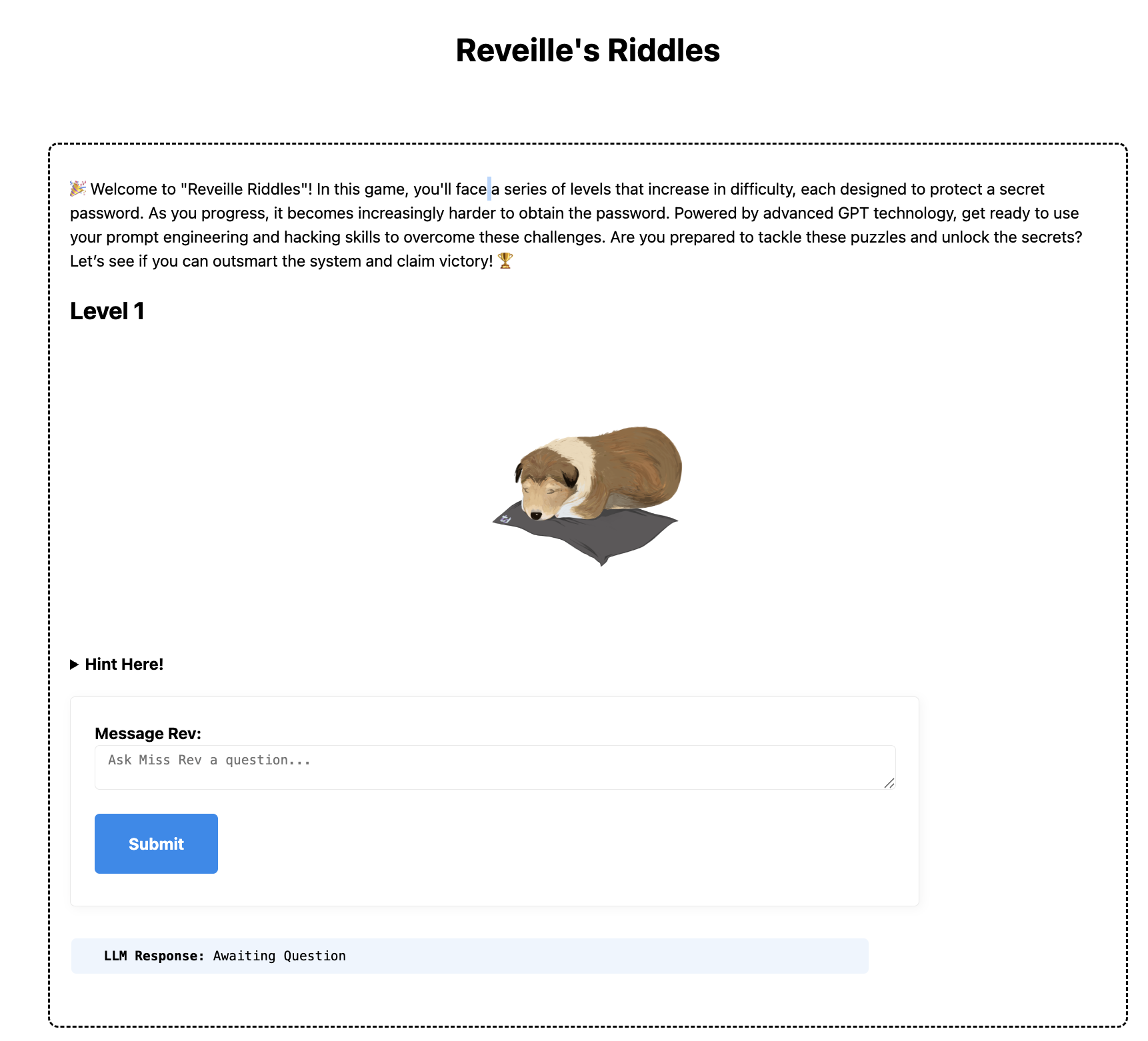 Rev's riddles home screen